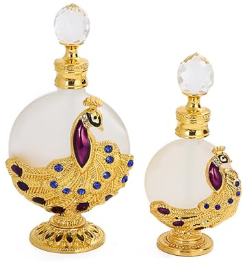 Joyeee Lot de 2 mini bouteilles de parfum vintage en verre de 30 ml et 12 ml, rechargeables pour les voyages et les sorties, excellente idée de cadeau d'anniversaire pour amis, maman, grand-mère