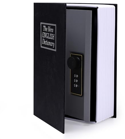 Buchtresor, Echter Papierumleitungssafe mit Zahlenschloss, Safe für Home Office, Schwarz