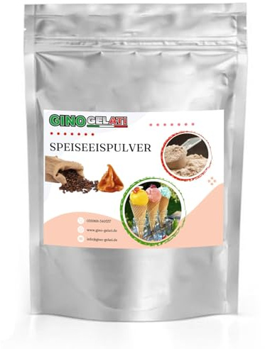 Gino Gelati Karamell Kaffee Eis Speiseeis Pulver 1 Kg, verschiedene Sorten, Softeispulver, Natürliche Farbstoffe, Softeis selbst machen, einfache Zubereitung, Made in Germany