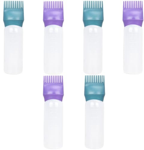 Healvian 6piezas Botella Aplicadora De Raíces Para Tinte De Cabello De Profundo Para Uso Casa y Peluquerías Fabricada Liviano y Reutilizable Fácil De Limpiar y Usar