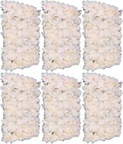 Bokknppo 6Pcs Artificial Flower Wall Panels Flower Wall Mat Silk Rose Flower Backdrop Panels for Wedding Party Event Decoration Indoor Outdoor Garden Backyard Fence Fence Privacy Screen
