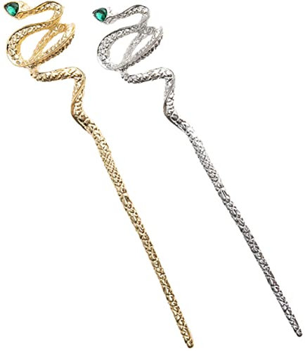 Healvian 2pièces Baguettes à Cheveux Forme De Serpent Avec Strass Accessoires De Cheveux Chinois Et Chignons Cadeaux Pour Femmes Et Filles