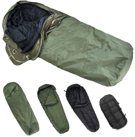 MT Army Military Modular Sleeping Bags System, Multi Layered with Bivy Cover for All Season, OD