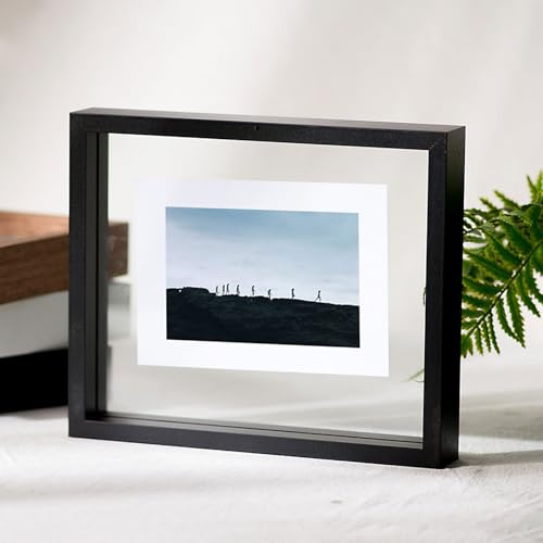 Machtiging A4 Cornice Flottante Vetro Bifacciale Doppio Vetro Trasparente Antipolvere, AntiGraffio per Opere d'Arte e Poster