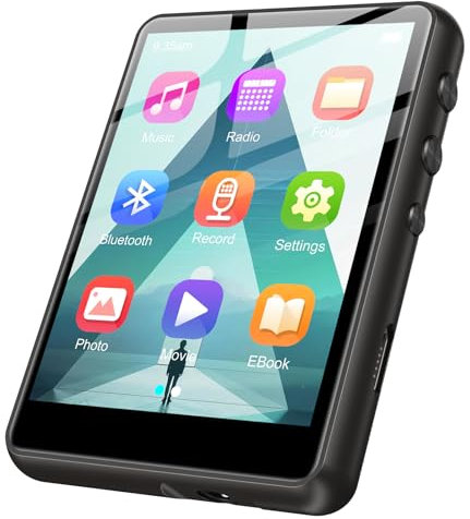 ZAQE 128GB MP3 Player with Bluetooth 5.4, 2.4 inch Full Touchscreen Portable Music Player HiFi Lossless Digital Audio Player with Speaker, FM Radio, E-Book, Earphones Included (Black)