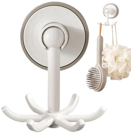 Ganci per doccia a ventosa, supporto rotante per organizer, 14 x 8 cm, senza trapano, gancio rimovibile con forte presa a ventosa, per bagno, cucina, vasca da bagno, , hotel