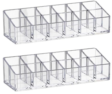 BESTYASH Soporte de lápiz labial transparente 2 unidades 6,69 x 2,36 x 1,69 pulgadas organizador de cosméticos transparente para pintalabios brillo de labios esmalte de uñas y accesorios de maquillaje
