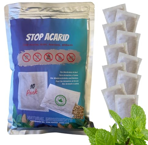 Mh Mediterraneanhabitat – Tratamiento antiácaros a Base de Hierbas | Eliminador Natural de ácaros | Ahuyenta ácaros y polillas en Ropa de Cama, sofás, armarios, alfombras y Cojines | Pack de 10