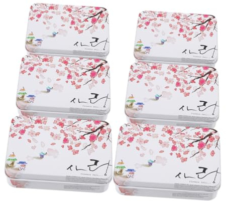 DIYEAH 6 pièces Boîte de Rangement Décorative Petite Boîte Rectangulaire Tôle avec Motif pour Bijoux Biscuits Usage