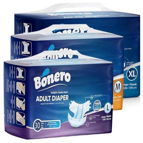 Bonero Pañales para Adultos Unisex – Pack 30 u. Talla L – Súper Absorbentes, Transpirables, Hipoalergénicos, Ajuste Seguro y Control de Olores – Protección Total para Incontinencia