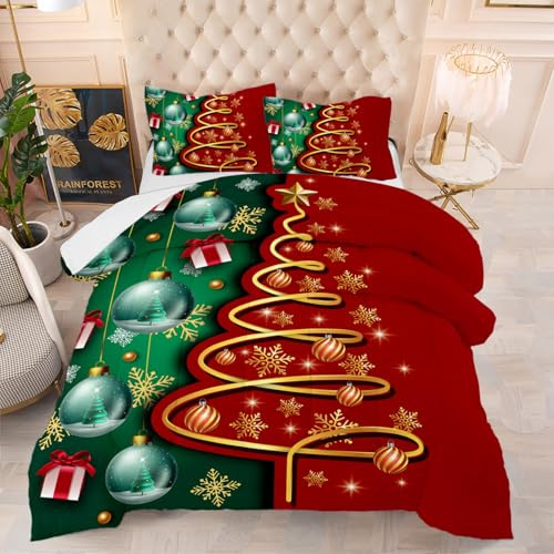 Edredon Cama 135 Navidad Oro Rojo Relleno Nordico 4 Estaciones Duvet Suave Microfibra Edredón Nórdico Transpirable Edredon Cama Lavable Edredones Nordicos 172x218 cm