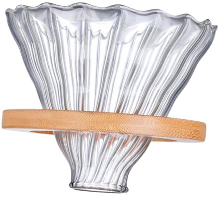 LIFKOME Filtro de Café Manual de Vidrio Borosilicato con Embudo y Soporte de Madera Reutilizable Fácil de Limpiar para Preparar Café y Té Casa o Viaje