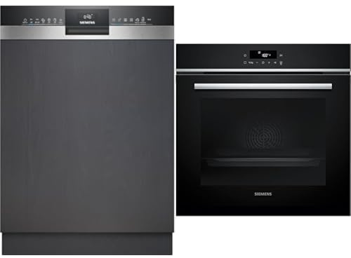 Siemens iQ300/300 Set: Teilintegrierter Geschirrspüler 60cm + Einbau-Backofen mit Air Fry, Pyrolyse, LED-Touch