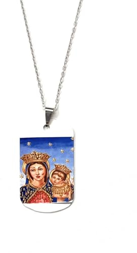 MODA MavillA Collana Religiosa in Acciaio, Santa Rita da Cascia, Gesù Misericordia, San Francesco d'Assisi, San Gennaro, Madonna dell'Arco, San Michele Arcangelo, Unisex (Madonna dell'Arco)