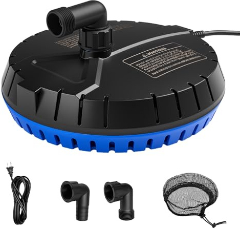 LHUKSGF Automatic Pool Cover Pump, 1500 GPH Submersible Water Sump Pump for Pool Draining with 25 Ft Power Cord and 2 Adapters, Water Removal for Swimming Pool, Hot Tub, Pond, Blue