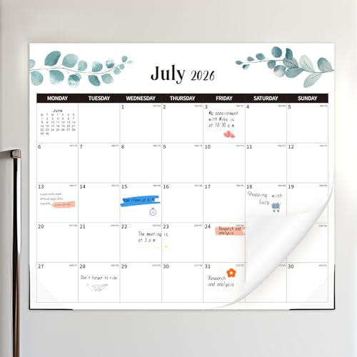 2026 2027 Magnetic Calendar for Fridge, 18 Month Fridge Calendar, 29 x 33cm | Jul. 2026-Dec. 2027, Month-to-view Planner, Strong Magnetic Back, Large Writing Spaces, Thick 120 GSM Paper