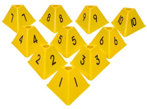 PAMINGONO 10piezas Marcadores Triangulares Numerados para Entrenamiento de Fútbol Conos de Agilidad para Fútbol Conos de Colores para Marcar Campos Material para Entrenamiento de Futbol