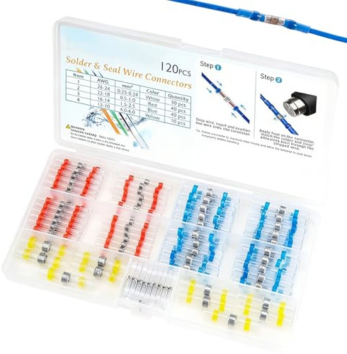 Kabelverbinder,120 Stk Lötverbinder, Schrumpfschlauch Set,Lötverbinder Mit Schrumpfschlauch,Kabelverbinder Wasserdicht,KabelverbinderKfz,Quetschver Für Elektronikindustrie,Schrumpfverhältnis 3:1