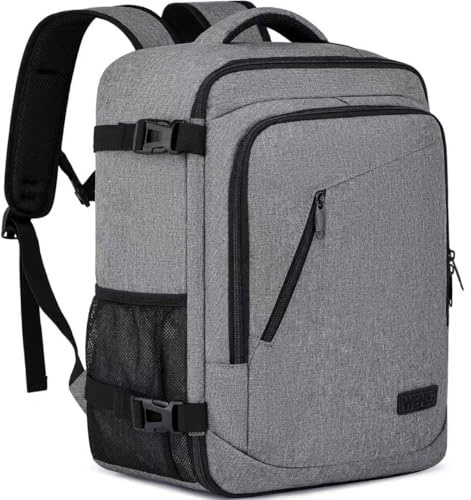 Mochila 40x30x20 para Ryanair Mochila Viaje Cabina Avion para Vueling Wizzair Equipaje de Mano 24L Bolsa de Viaje Hombre Mujer Mochila Viaje Cabina Mochila Portatil 14 Pulgadas con Puerto USB Gris