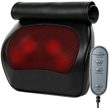 Real Relax Masseur pour Dos et Nuque avec Chaleur,Coussin de Massage Shiatsu 3D à Pétrissage Profond pour Corps,Épaules, Pieds et Jambes,Cadeau pour Femmes et Hommes,Noir
