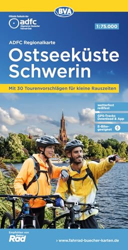 BVA ADFC Regionalkarte Ostseeküste Schwerin 1:75.000: mit Tagestourenvorschlägen, reiß- und wetterfest, E-Bike-geeignet, GPS-Tracks-Download
