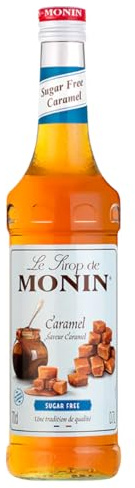 MONIN Sirup Karamell/Caramel Zuckerfrei 0,7 l | Kalorienarmer Caramel Light Sirup für Kaffee, Milchshakes, Cocktails und Desserts - Zero Zucker Rezeptur