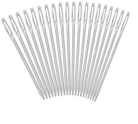 Nähnadeln Set, 20pcs Silbernes Stopfnadeln Großes Rundes Augen Stumpfe Nadeln für kinder, Sticknadeln ohne Spitze kinder, 52mm Länge Sticknadeln Stumpf Kinder