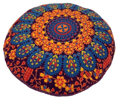Flaches Mandala Meditationskissen, Yoga Kissen, Bodenkissen | Füllung aus recycelter Baumwolle, vielseitig einsetzbar, ideal für Yoga und Meditation, auch zum Entspannen.