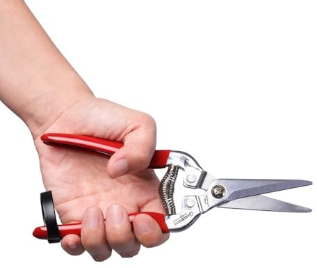 Gardeness Stainless Steel Pruning Snips with Serrated Blade, Adjustable Joint Screw Micro-Tip Garden Scissors for Harvesting Herbs, Fruit, and Floral Arranging, Corrosion-Resistant & Made in Taiwan