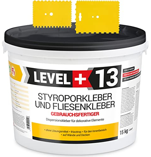 Styroporkleber 15kg + 2St. Zahnspachtel Kunstoff, Korkkleber Renoviervlies Dispersionkleber Flisenkleber Montagekleber SET RM13