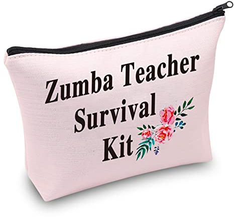 PXTIDY Zumba Überlebens-Set für Lehrer, Make-up-Tasche, Zumba-Lehrer, Geschenk, Tanzlehrer, Geschenk, Bleistiftbeutel, Lehrer-Tasche, rose
