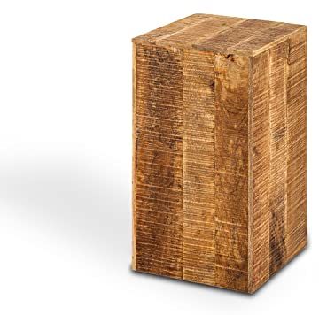 casamia Blumensäule 27x27 H50 o. 73cm Blumen Hocker Holz Pflanzenständer Beistelltisch quadratisch Mangoholz Größe Höhe 50 cm