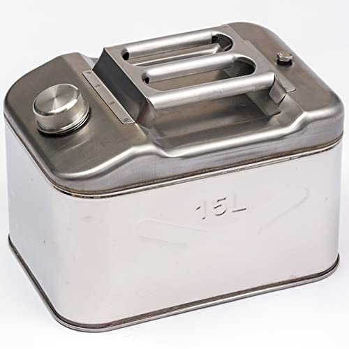 YILEFU Jerrican Jerrycan Épaissir Bidon à Carburant 10-60litres,Acier Inoxydable carré,Canister économique Essence Combi-Can,Container Gallon Acier Essence Réservoir Carburant,15L
