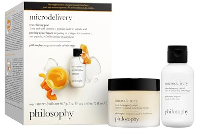 philosophy microdelivery vitamin c resurfacing peel kit - with lactic acid & sunflower seed oil - two-step treatment to smooth rough texture, even skin tone and minimize the appearance of fine lines