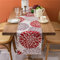 Tischläufer Sommer Tischläufer Frühling Modern Rot und Grau Dahlie Lange Tischdecke Abwaschbar Leinen Tischwäsche 40 x 140cm Bauernhaus Rustikale Feiertagsdekoration für Küche Esstisch Dekoration