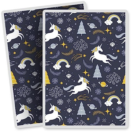 Vinyl Rectangle Vertical (Portrait) Stickers (Set of 2) 10cm - Unicorns Space Rainbow Galaxy Pattern for Laptops, Tablets, Luggage, Scrap Booking, Fridges #170077