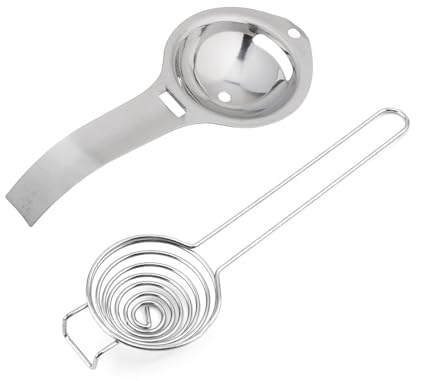 1 Piece Egg Separator with 1 Piece Egg Separation Spoon, Egg White Separator, Long Handle Egg Strainer, Baking Tool, Egg Yolk Separator, Suitable for Kitchen, Restaurant, Bakery