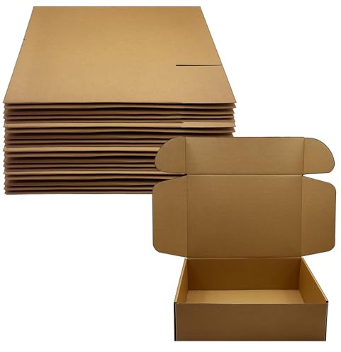 13 x 9 x 4 inch Shipping Boxes Set of 20， Brown Corrugated Cardboard Box Mailer Boxes for Packaging Small Business Shipping，Mailing Boxes Bulk for Birthday Wedding Party Book Literature Gift Giving