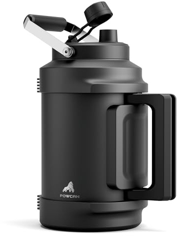 1 Gallon Insulated Water Bottle for Travel: 2-in-1 Straw Spout Lid, Dual Handle, Leakproof, Keep Cold 48H, 128oz Stainless Steel Water Jug for Gym, Biking, Road Trip, Work, Home, Picnic (Midnight)