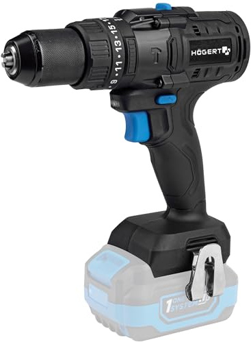 HÖGERT TECHNIK Perceuse à percussion brushless 18V, couple 100 Nm, mandrin 13 mm, 23 réglages de couple, éclairage LED, sans batterie, engrenage métallique