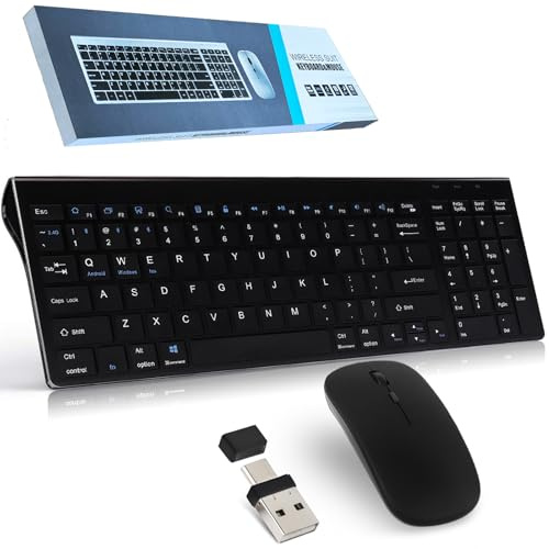 Wireless Keyboard and Mouse Set,3-Mode(Bluetooth & 2.4Ghz & USB C) Rechargeable Portable Silent Multi-Device 5in1 Computer Keyboard & Mouse Combos with Numeric Keypad for Mac,Microsoft,PC,Laptop,iPad