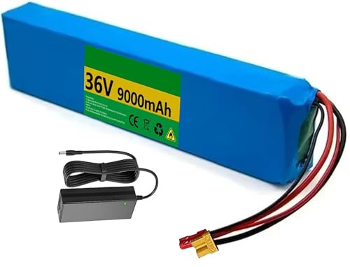 36V 9Ah Ebike Batterie, 36V 9Ah Elektroroller-Akku 36V 9AH Elektrofahrrad Batterie 36V Roller-Akku eingebauter BMS wasserdichter PVC-Akku für 100W ~350W Motor Mit Ladegerät 36V 9Ah,T+DC