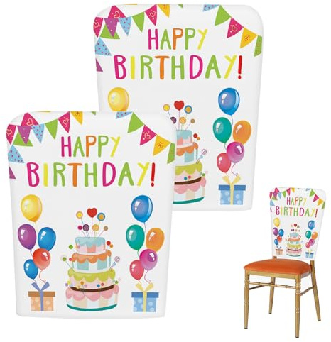 2 Stück Geburtstags Stuhlbezug für Klassenzimmerstuhl, 60*50cm Stuhlbezüge, “Happy Birthday“ Wiederverwendbare und Waschbare Partydekoration für Schülergeburtstage, Lehrer- und Schulfeiern (2, A)