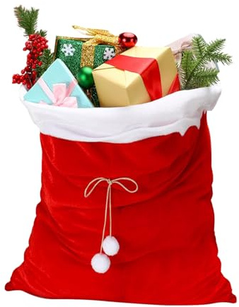 Sacchetti natalizi di Babbo Natale, grandi sacchi rossi per dolcetti, giocattoli, caramelle, bomboniere, Ringraziamento, Capodanno e celebrazioni festive, 50 x 70 cm