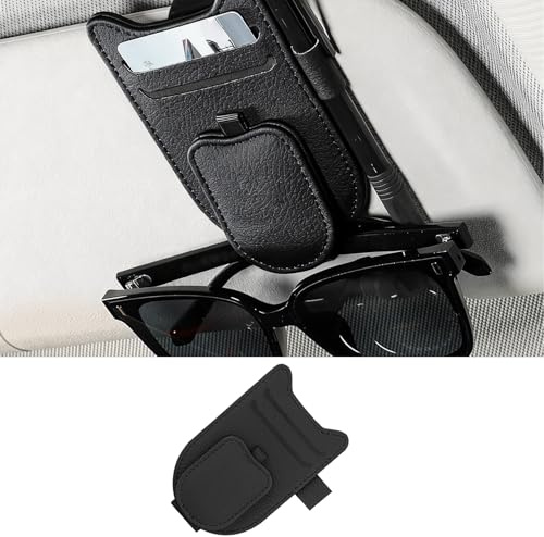 Yatrosynth Soporte para Gafas de Sol para Coche, Fuerte Magnético Porta Gafas para Coche, Coche Porta Gafas para Coche con Ranura, para Tarjetas Visita, Billetes, Bolígrafo, Etc - Negro