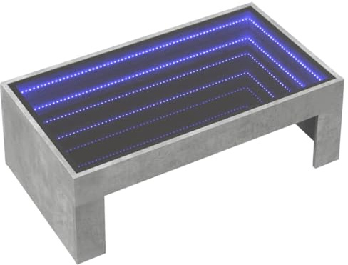 Generic Soffbord med Infinity LED, Sidobord, Vardagsrumsbord, Loungebord, Modernt Soffbord för Vardagsrum/kontor (Grå Sonoma 70x50x30 cm) (Betonggrå #15)