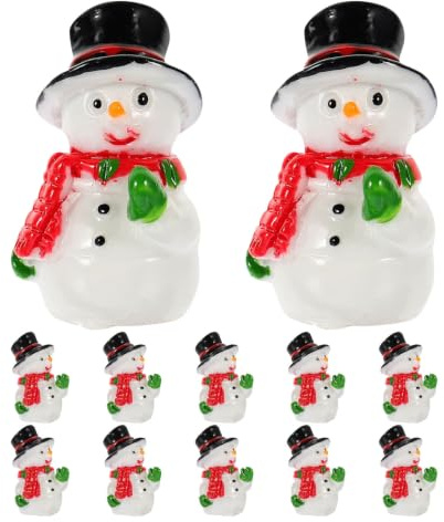 Kisangel 12 st snögubbefigurer i harts, mini snögubbestaty | Miniatyr snögubbe för gör-det-själv snöglober älvträdgårdsdekor vinterbord julfest och dockhusdekoration