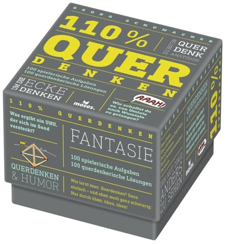 moses. 110% Querdenken , 100 Aufgaben und Rätsel für spielerische und kreative Denk-Anstöße von Autor Georg Schumacher , Rätselbox für Erwachsene und ... Die besten QuerDenkAnstöße (110%- Box)