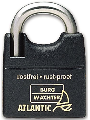 Burg-Wächter Vorhängeschloss, 6 mm Bügelstärke, 2 Schlüssel, Atlantic 217 F 40 Ni SB, Black