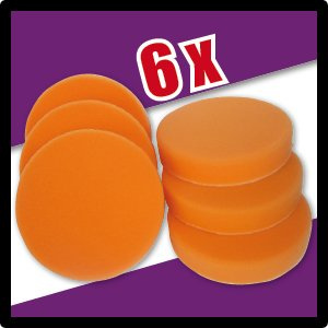 Duke-Handel 6X Polierschwamm MEDIUM in orange 180mm (Klett) für die perfekte Lack-Arbeit/Kfz-Lackaufbereitung